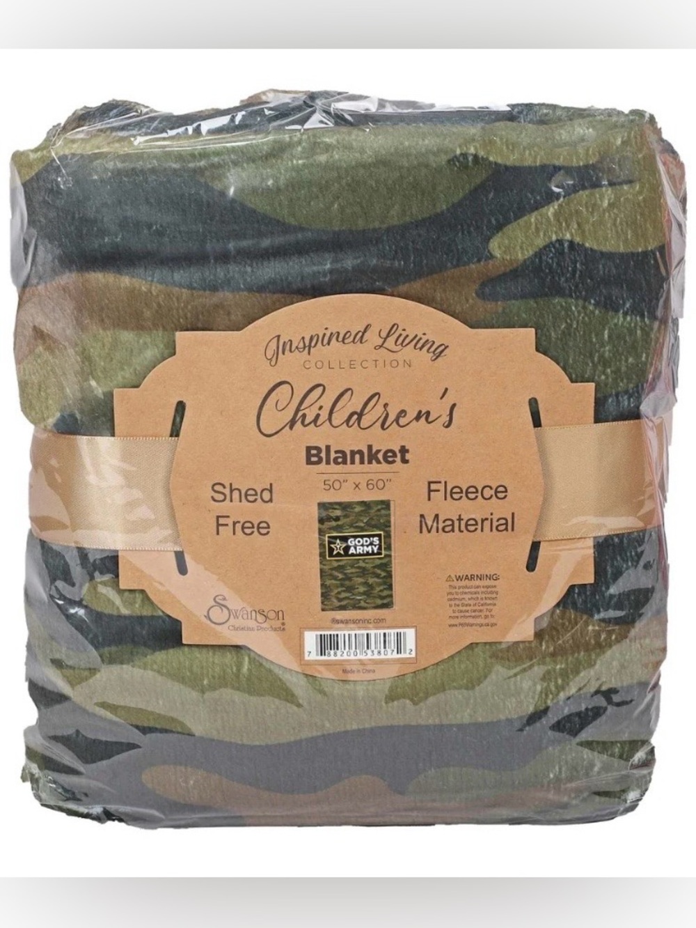 God’s Army 🪖 Inspired Living Children's Camo Fleece Blanket - Olive/Green